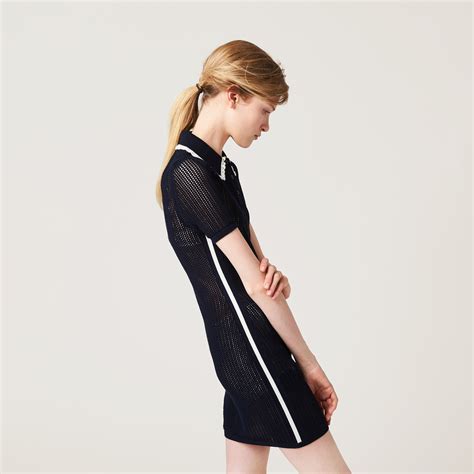 miu miu collar dress|Blue/white Cotton Knit Dress .